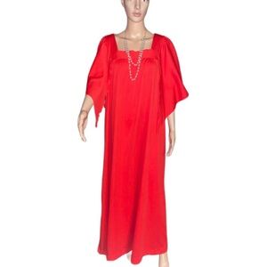 Peggy Lou ~ Women’s X-Large ~ Vintage (1970’s) ~ Made in USA ~ Red ~ Boho Dress